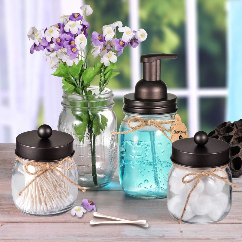 SheeChung 2 Pack Mason Jar Foaming Soap Dispenser Lids for Standard Mouth, Foaming Soap Dispenser Pump Replacement for Hand Sanitizer, Bath Liquid, Facial Cleansing Foam, Makeup Remover Water - Bronze - Image 5